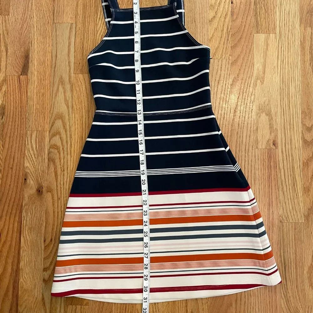 Abercrombie Neoprene Square Neck Dress Navy Stripe Women’s XS - Picture 7 of 12